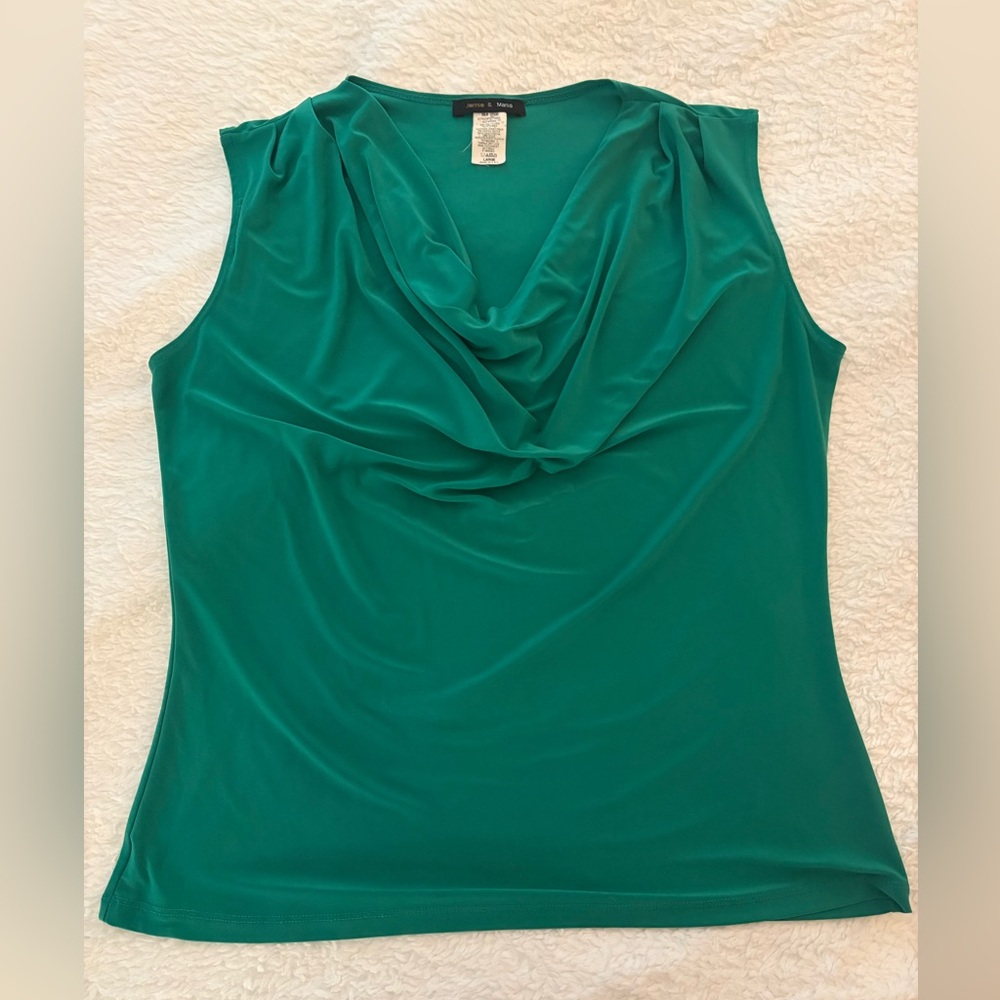 Chic Teal Sleeveless Drape Top